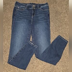 torrid Dark Blue Skinny Jeans - Double Button Waist 14 Xtra Tall